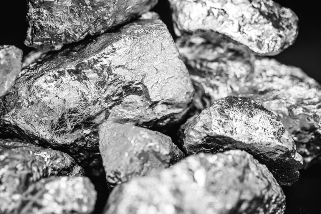 A bunch of chrome painted rocks