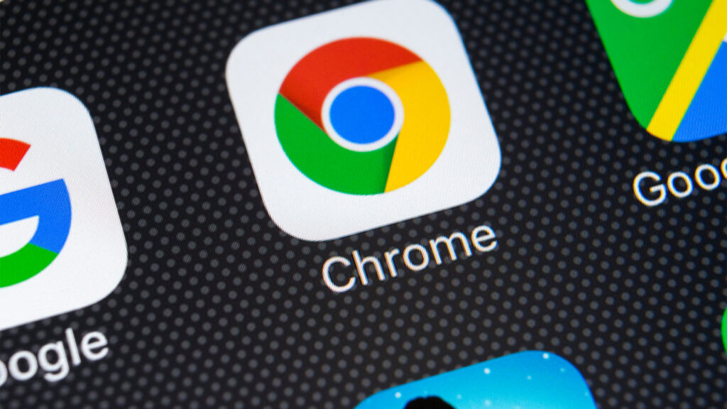 Smartphone app drawer showing Google Chrome and other Google applications