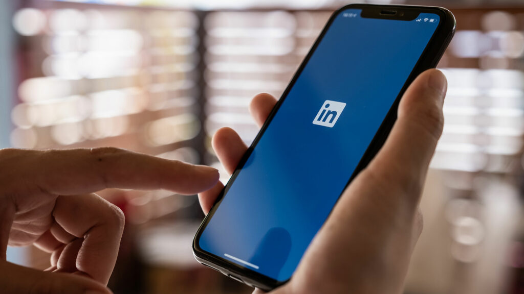 Smartphone with LinkedIn logo