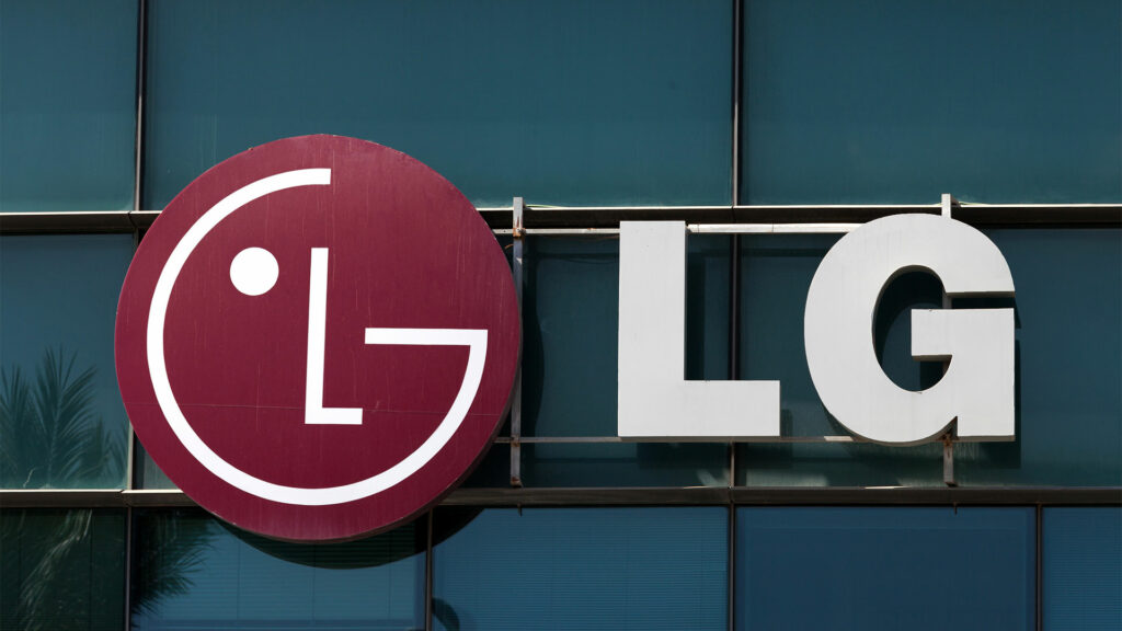 LG Logo on the side of glass building