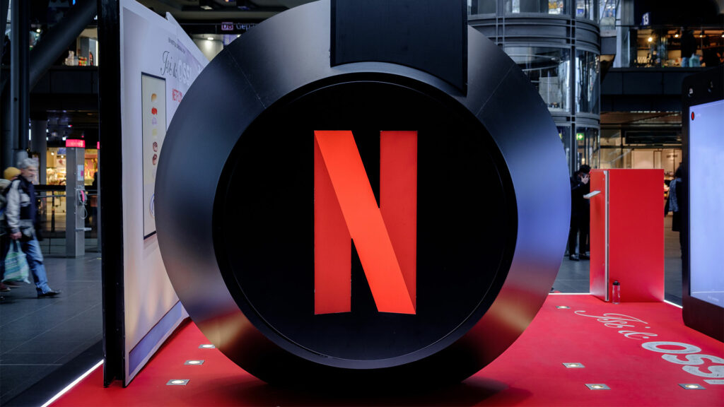Giant headphones with Netflix logo