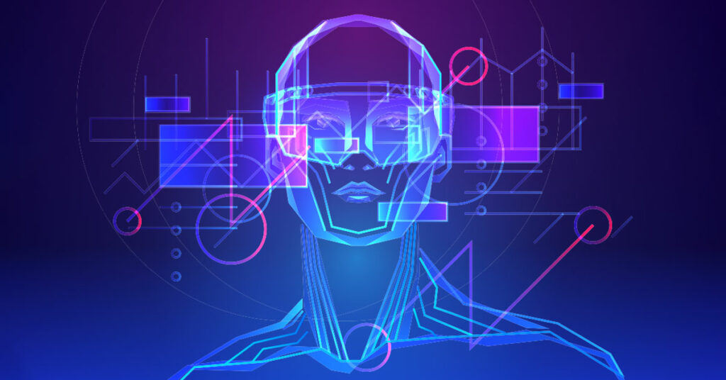 Illustration of person experiencing VR glasses