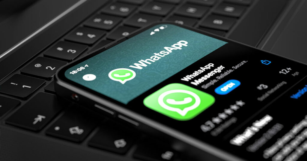 Apple iPhone with WhatsApp download screen