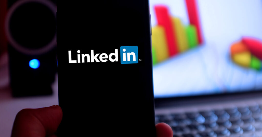 Smartphone with LinkedIn logo on screen