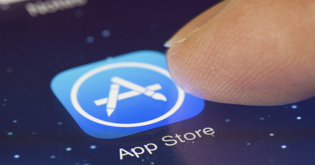 Smart phone screen with Apple App Store logo on screen