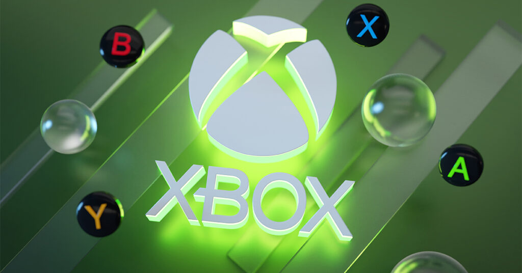 Xbox logo with green lighting
