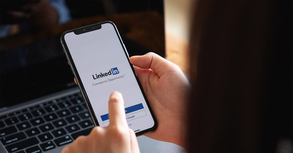 Smartphone with LinkedIn logo