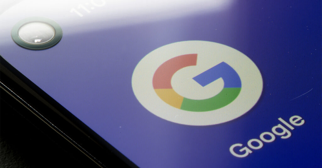 smartphone with Google G logo on screen