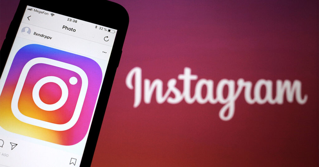 Instagram logo on screen
