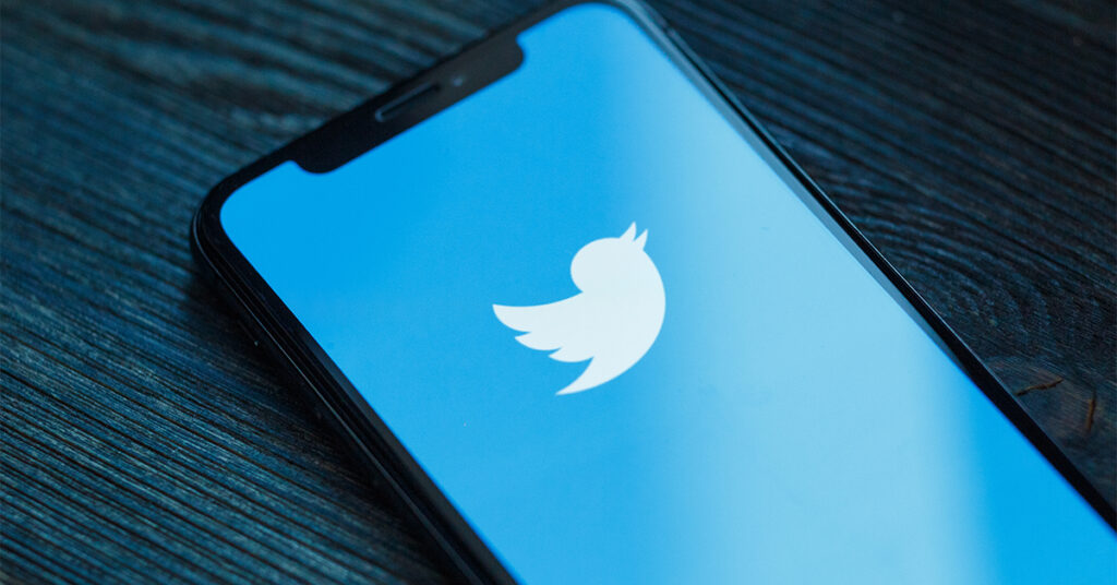 Twitter logo on smartphone