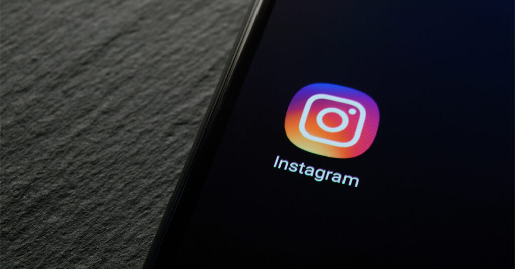 Smartphone with Instagram logo on screen