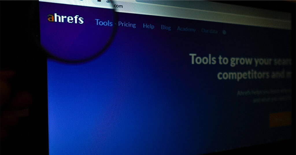 Ahrefs logo on screen