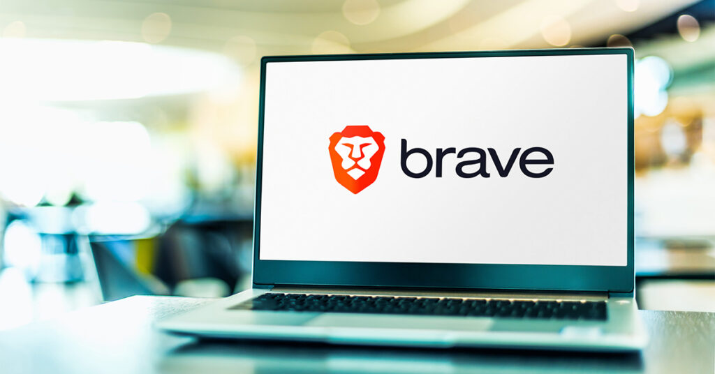 Brave logo on laptop computer
